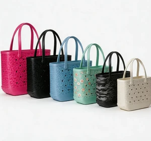 Factory Wholesale Popular Rubber Beach Tote Bag Waterproof Hollow Hole Bag Beach Basket EVA Hole Beach Bag Print Beach Bag