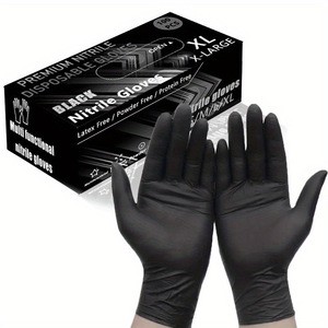 6 Mil Thick Heavy Black Disposable Nitrile Gloves 100-Piece Box Safety Protective Gloves Machine Repair Latex-Free Powder-Free