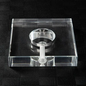 Ziao Luxury Modern Table Light Chandelier Parts Square Clear Crystal Glass Lamp Base With Custom Engraved Logo