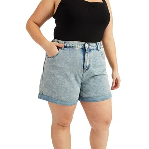 Women's High Waist Denim Shorts Straight Leg Regular Fit Floral Print Medium Wash Waterproof Casual Autumn 100% Polyester