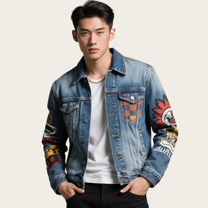 Denim Jacket with Custom Patches Denim Jacket with Custom Wash Denim Jacket with Custom Fit