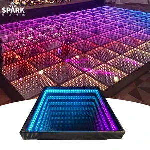 SP 3D Wireless Magnetic LED Dance Floor with RGB Lighting DMX512 Control Tempered Glass for Wedding 50x50cm