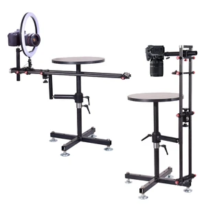 For E-commerce, Live Streaming Short Video Production Adjustable Height 360 Photography Turntable LED Ring Fill Light Platform