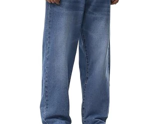 Wholesale Custom Vintage High Quality Men Denim Pants Men Loose Fit Jeans Straight Baggy Jeans Wide Leg Jeans for Men