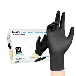 100pcs Box Packing Disposable Nitrile Gloves in Black Color for Examination Work Safety Gloves