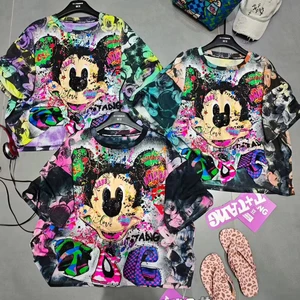 Women's Plus Size T-Shirts Breathable Knitted Casual Summer Style with Rhinestones Beading & Diamond Decor T0100