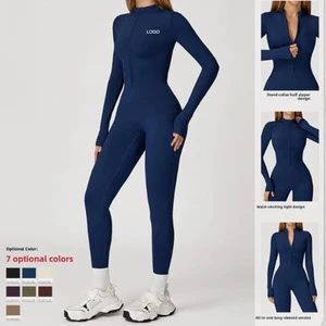 Gym Sports Bodysuit Jumpsuit Autumn Winter Tight-Fitting Fleece-Lined Yoga Outdoor Warm Breathable Lightweight Windproof for