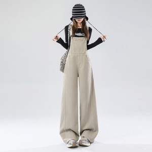 Age-defying Skinny Denim Overalls for Women Lolita Style High-waisted Slimming Loose Casual Jumpsuit Washed Solid 100% Cotton