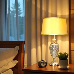 Traditional Style Simple Glass Table Lamp with Soft Ambient Lighting for Bedroom and Living Space