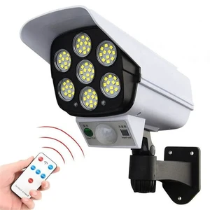 Rts Outdoor Ip65 Waterproof Simulation Monitoring Security Wall Lamp 77 Led Solar Motion Sensor Surveillance Cameras Light