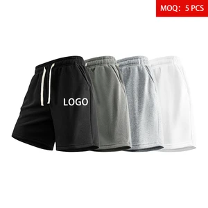 Wholesale Blank Men's Bermuda Casual Sports Shorts 100% Polyester Wrinkle-Resistant Knitted Elastic Waist Summer Custom Logo
