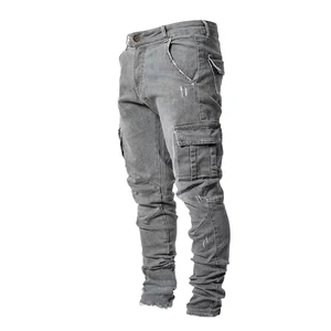 Wholesale New High Street Fashion Multi-pocket Workwear Cargo Casual Trousers Men's Cargo Pant Mens Denim Jeans Pants