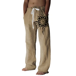 Latest Comfortable Men's Sweatpants Digital Print Canvas Trousers Flat Straight for Outdoor Sports Casual Resort Street Wear