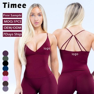 Women Seamless Plus Size Yoga Tank Top Summer Workout Sports Bra Push Up Athletic Fitness Athleisure Wear