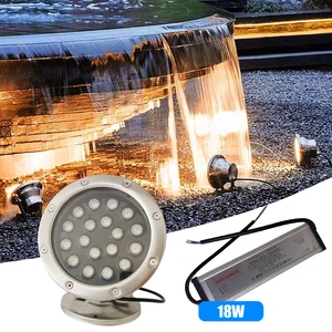 LED Pool Lights Stainless Steel Underwater Light IP68 18W 12V/24V Waterproof Pond Light