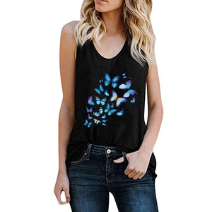 Women's Blouse Casual T-shirt butterfly Dancing Pattern Suspender Vest Plus Size Women's Vests & Waistcoats