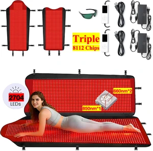 AQSHE 2704 Triple LED 8112 Chip Dual Wavelength Medical-Grade TPU Red Light Therapy Mat for Full Body Infrared Red Light Blanket