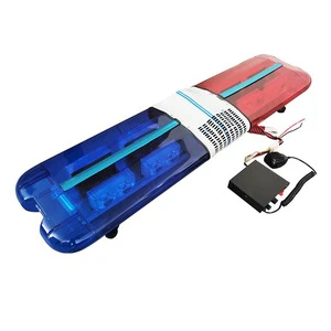 DC12V Ambulance Warning Light Bar Red Blue LED with Siren Speaker Rotating Emergency Light for Fire Traffic Construction