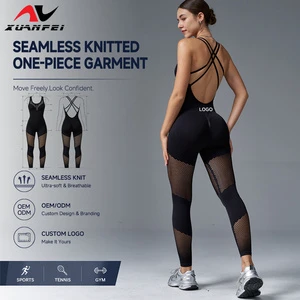 Factory Supply Custom Logo Seamless Women Yoga Sports Jumpsuit Gym Fitness Sport Activewear Outfit For Brand Bulk Order