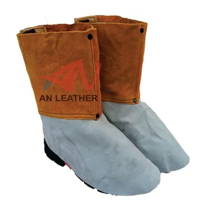 Comfortable Welding Safety Shoe Cover Leather Leg Guard Anti-Static Protection for Stitched Heat Resistant 150C