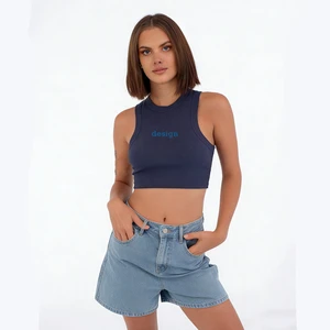 Women's Eco-Friendly Four-Way Stretch Back Exercise Sports Top Front Logo for Gym Yoga Knitted Breathable Quick-Drying Seamless