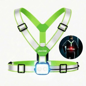 Custom IPX6 Waterproof Rechargeable LED Running Light With Double Straps Reflective Safety Vest Night Warning LED Chest Light