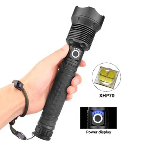 Emergency Outdoor Waterproof Zoomable Tactical Led Torch Flash Light High Lumens Rechargeable Handheld XHP70 Flashlight