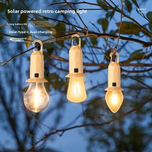 Solar Multifunctional Camping Tungsten Filament Atmosphere Lamp Portable Rechargeable Waterproof Long-Lasting Light