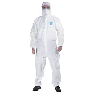 CE TYPE5 Type6 Accepted White PP Microporous Disposable Anti-Static Fully Encapsulating Hazmat Suits Breathable HIGUARD HG6910