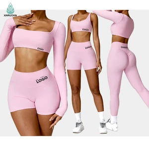 Hot Sale High Quality Sports Bra High Waist Leggings Suit Long Sleeve Workout Wear Gym Sportswear Women Fitness Clothes Yoga Set