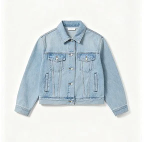 100% Cotton Eco-Friendly Women's Plus Size Knitted Denim Jacket Customizable Washed Wool Fabric Breathable Casual Long Sleeve
