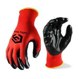 CY EN388 Safety Gloves 13 Gauge Polyester Nitrile Coated Work Gloves Smooth Finish Nitrile Palm Dipped