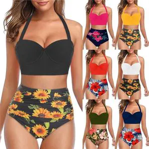Women Swimsuit Bodysuit Swimming Suit Bikini Set Bathing Suits Swim High Waist Thong Beach Swimwear M0507