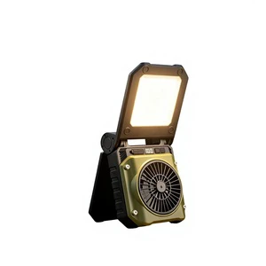 New Solar LED Fan Light Outdoor Camping Rechargeable Ultra-Quiet High-Wind Portable Foldable IP55
