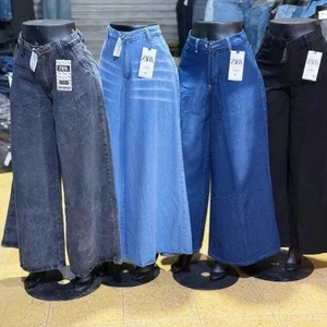 Women's Casual Summer Light Wash Cargo Jeans High Waist Multi-Pocket Wide Leg Breathable Denim Straight Style Loose Fit