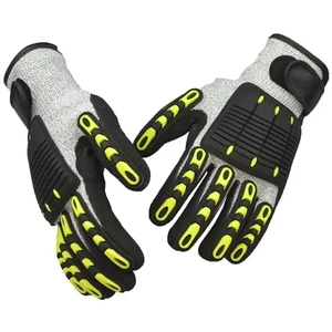 Best Armor HPPE Anti-Impact Nitrile Safety Gloves with Dotted TPR Palm Coating ANSI/ISEA Cut Level 5 EN388 Tear Rating 1