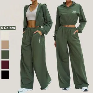 New Arrival Active Wear Outdoor Gym Yoga Sets Zipper Windproof Hooded Sun-protective Fitness Sportswear Workout Sets for Women