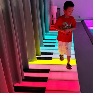 Outdoor Waterproof Stainless Steel 3D LED Brick Light with Human Body Induction RGB Interactive Floor Piano for Garden Use