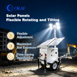 OKAF Mobile Portable Construction Site Lighting Tower Solar Light Tower Temporary Site Lighting Solar Security Towers