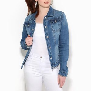 New Style Professional Designer Made Women Denim Puffer Jackets Knitted Sheep Skin Breathable Turn-down Collar Wholesale Price