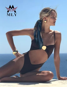 Custom Bikini Manufacturer Metal Accessories Option Wholesale Swimwear Premium Satin Fabric Beach Swimsuits for Women 2026