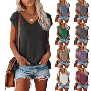 Women's Casual Sleeve T Shirts Basic Autumn Tops Loose Solid Color Blouse With Pocket