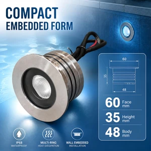 Safe Low Voltage 3W Wall Embedded LED Pool Light IP68 Recessed Underwater Fountain Light for Villa Pond Outdoor Water Landscape