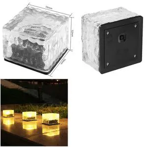Solar Ice Brick LED Courtyard Lamp IP65 Rated Dimmable 6000K Outdoor Garden Step Decoration