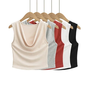 Women's Plus Size Short Sleeveless Camisole Unique Draped Front Slim Fit Trendy Summer Top