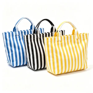 Hot Sale Large Capacity PVC Beach Tote Bag Waterproof Striped Handbag with Cosmetic Pouch