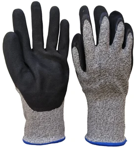 HPPE Level 5 Anti-Cutting Nitrile Anti-Slip Waterproof Ambidextrous Safety Gloves Cut Resistant Heavy Duty Work Gloves 27CM