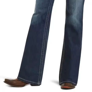 High Quality Customizable Streetwear Leopard Classic Jeans for Women High-Rise Design Embroidered Logo Hole Belt Detail New