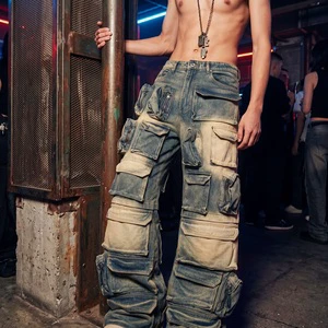 China Manufacturer Custom Men'S Straight Denim Jeans Unisex Baggy Full Front Zipper Pockets Jeans Men High Quality Pants For Men