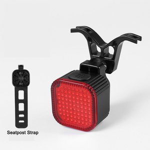 Brake Sensing Waterproof LED Bike Tail Light With Rechargeable Battery ABS Material For Night Riding Personalized Graphic